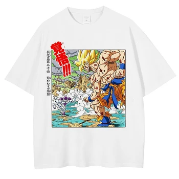 Muži Dragon Ball T Shirt Harajuku Streetwear Hip Hop Japonské Anime Grafické T Košele Módne Bavlna Lete Krátky Rukáv Topy