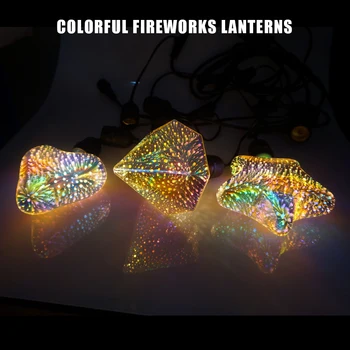 3D Dekorácie LED Žiarovka E27 Vintage Edison Žiarovky Star Fireworks Lampa Dovolenku Nočné Svetlo Novinka Vianočný Strom Dekorácie