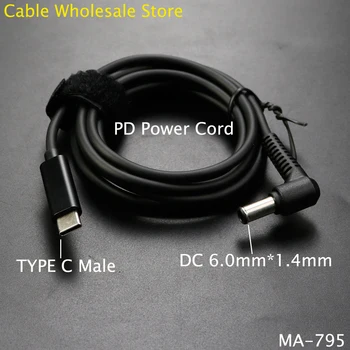 USB Typ-C Mužov DC 6.0 mm* * * * 1.4 mm PD Napájací Kábel Converter Univerzálny Notebook Rýchle Nabíjanie Kábel Dell, Lenovo Asus DC Napájací Adaptér