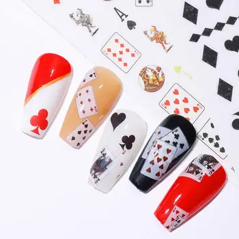 Japonský Obtlačky Lepidlo, Fashion, DIY Nechtov Dekorácie Poker Nail Art Nálepky Manikúra Hracie Karty Dizajn