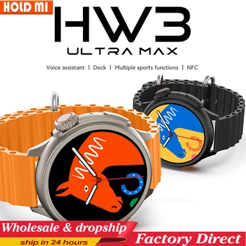 HW3 Ultra Max Smart Hodinky Mužov NFC Hlasový Asistent Bluetooth Hovor Nočné Hodiny Šport Fitness 90+ režim Šport Pôvodné Smartwatch