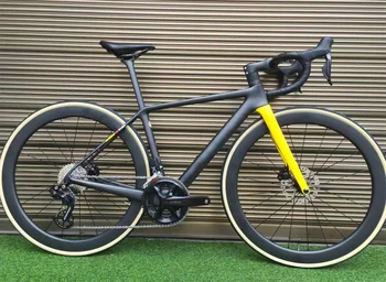 Jumbo Visma Čierna Žltá R5 Carbon Road Bike Disk Kompletný Bicykel 105 R7020 Sada 50 mm Kolesá CX9 Disku Rozbočovače Center Lock