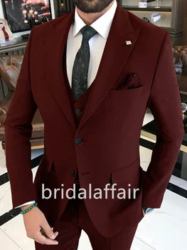 Bridalaffairr Vyhovovali Mužov 2 kusy Bežné Tuxedos Pre Svadobné Podnikania (Sako+Nohavice) Slim Fit Ženícha Trendy British