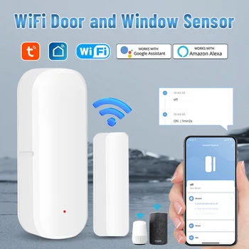 Otvorené/zatvorené Detektory Wifi Tuya Aplikácie, Ovládať Prácu S Google Domov Alexa Inteligentný Život Alarm Systém Smart Home Smart Senzor Dverí