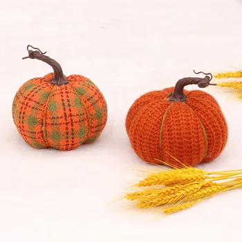 15 cm Ručne vyrábané Simulácia Pletené Textílie Tekvica Pre Halloween Party Deň Vďakyvzdania Domáce Dekorácie