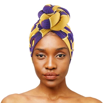 Nový Ženy Africkej Tlače Veľké Kvetinové Úsek Turban Headwrap Kapoty Klobúk Pre-Made Top Uzol Vedúci Zábaly Svadobné Party Pokrývku Hlavy