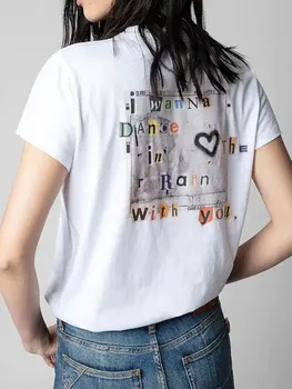 Rád Horúce Vŕtať Tlačiť T-Shirt 2023 Ženy Lete O Krk Krátky Rukáv Bavlna Bežné Tees Topy Voľné Femme Streetwear T-shirts