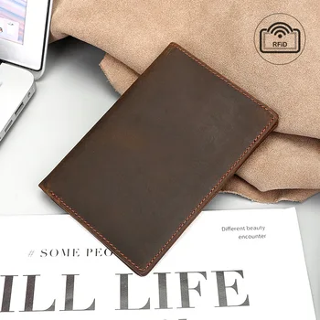 Nový ročník pánske kožené pas taška crazy horse kožené RFID antimagnetic peňaženky módne pánske kožené peňaženky
