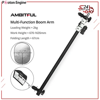 AMBITFUL AL-02 Pro Fotografie Reflektor Držiak Bar s Teleskopickým Boom Arm Top Light Vrecia pre Speedlite Mini Flash Blesk