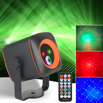 LED Fáze Svetlo RGB Diaľkové Ovládanie Laserový Projektor Svietidlo Nabíjateľné Aktivované Zvukom Strobe Lights Na Party Bar Club Disco DJ