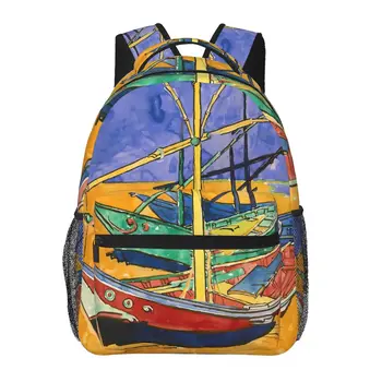 Vincent Van Gogh Batoh Mládež Rybárske Lode Veľké Batohy Polyester Streetwear Vysokej Školy Tašky Cestovné Farebné Batoh