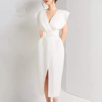 SuperAen kórejský Šaty Letné Sexy tvaru Štíhly Vysoký Pás Temperament Šaty pre Ženy