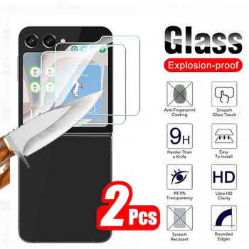 Pre Samsung Galaxy Z Flip5 5G Späť Sklo, 2 ks Tvrdeného Skla Samsang ZFlip5 Flip 5 ZFlip 5 HD Screen Protector, Bezpečnostné Stráž Film