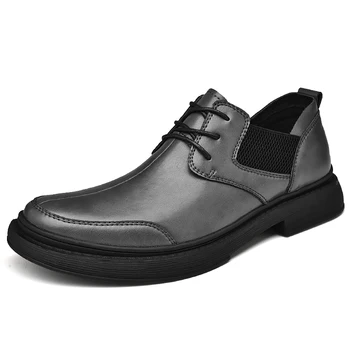 Štyri ročné obdobia nové ležérne módne cowhide čierne kožené topánky 2023 mužov kolo hlavy, business šaty, topánky