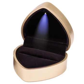 V Tvare srdca LED snubný Prsteň Box s Displejom Skladovanie Šperky Prípade Zlata