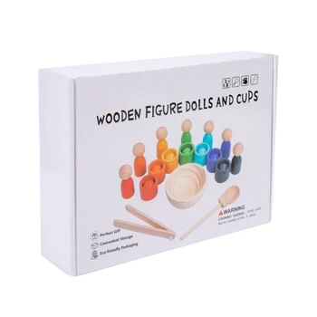 Farby Zodpovedajúce Políčka Drevené Obrázok Bábiky a Poháre Montessori Skoro Vzdelávacie Hračka