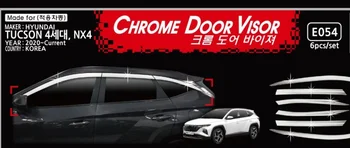 Chrome Dvere Dážď Clonu Bočné Okno Deflektor Tieň, Slnko, Vietor Štít Striebro Výlety Odkvapy pre Hyundai Tucson 2020