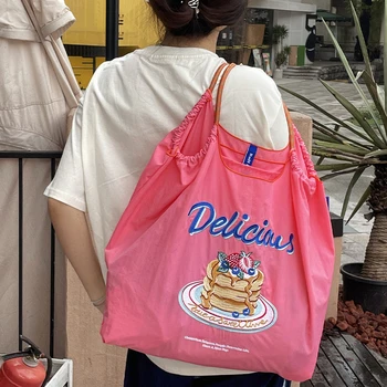 Domáce vyšívané veľké nylon tote nákupní taška