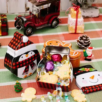 Vianočné Železa Kontajner Slávnostné Dovolenku Liečbu Kontajnerov Rozkošný Cartoon Santa Claus Snehuliak Penguin Železa Boxy na Vianoce