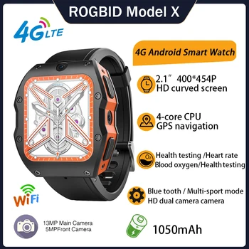 4G LTE Android Smart Hodinky 5MP+13MP HD Kamera Srdcovej frekvencie WiFi GPS Smartwatch Muži Ženy Fitness Tracker Nepremokavé Zdravie 1050mAh