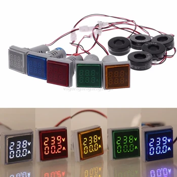 Námestie LED Digitálny Duálny Displej Voltmeter & Ammeter Napätie Prierez Aktuálne Meter AC 60-500V 0-100A D18 dropship