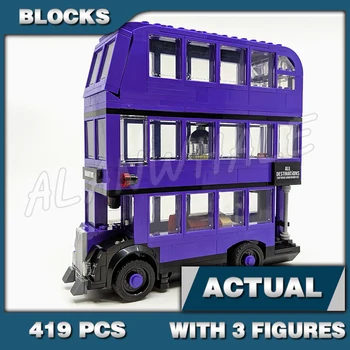 419pcs Čarovný Svet Čarodejníkov Rytiersky Autobus Fialová Triple-decker 11342 Stavebné Bloky Set Kompatibilný S Modelom