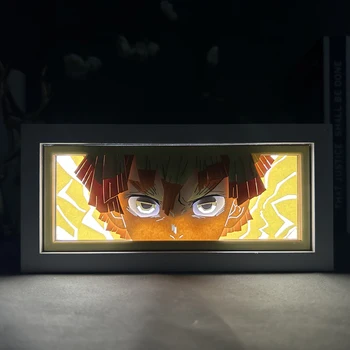 Kimetsu Č Yaiba pre Domáce Dekorácie Manga Papier Rezbárstvo Tabuľka Stolná Lampa Anime Light Box Zenitsu Agatsuma Tvár Lightbox Dropship