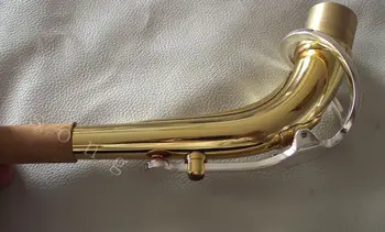 Excelentnosti Alto Eb saxofón krku Zlaté telo + strieborné pozlátené kľúče 25.0 mm