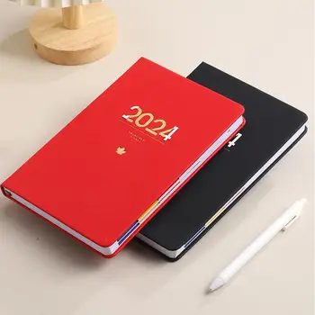 Premium Papier Plánovač Štýlový Faux Kožené 2024 Mesačný Plánovač A5 Kalendár Notebook s Drôtom Záväzné Mesačník pre Efektívne