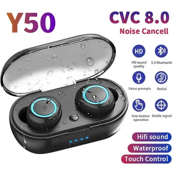 Nové Y50 TWS Fone Bluetooth Slúchadlá 5.2 Bezdrôtový bluetooth headset Touch Ovládania Bezdrôtový Bluetooth Headset s Mikrofónom Vzduchu pre ph