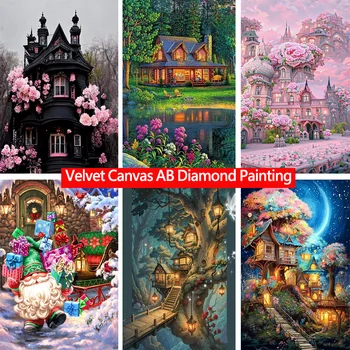 Velvet Plátno AB Diamond Maľovanie 5D DIY Diamond Výšivky Krajinnej Mozaiky Obrazu Cross-stitch Nastaviť Domáce Dekorácie Darček