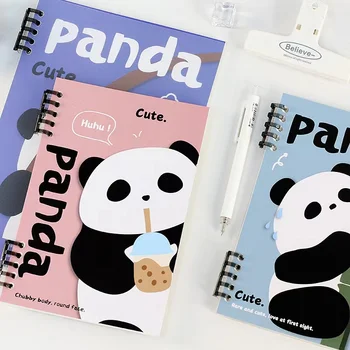 Originálny dizajn Kawaii Cartoon Panda PP Loose Leaf Notebook Priehľadný Kryt Plášťa binder poznámkový blok 10 Diera Voľné Listová Kniha