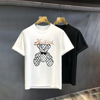 Letné Nové Svetlo Luxusné Harajuku List Tlač Voľné Bavlnené Krátke Sleeve T-shirt Y2K Značky Hip Hop Unisex Pár Top