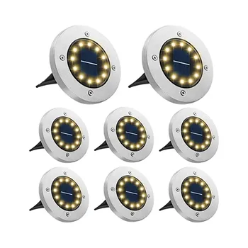 8 LED Vonkajšie Solárne Záhradné Osvetlenie, Nepremokavé V-Pozemné Svetlo Solárne Lampy, Osvetlenie Dráhy, Lodenice Palube Biela/Teplá Biela