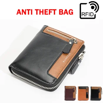 2023 Nový Spot RFID Anti Theft Kefa Retro Nula PU Kožené Peňaženky, pánske Anti Magnetická Krátke Peňaženky Taška