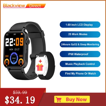Blackview W10 Vodotesný IP68 Smartwatch pre Mužov a Ženy, 1.69