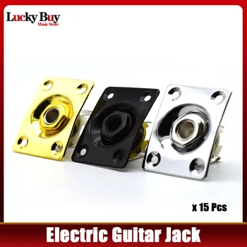 15pcs Obdĺžnik Štýl, Jack Doska Gitary, Basy Jack 1/4 Výstup Vstup Jack pre LP GT Elektrická Gitara Chrome Čierna Zlatá