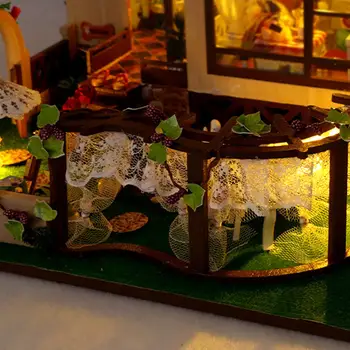 DIY Drevené Miniatúrny domček pre bábiky Woodcrafts Domov Dekor Ručné Doll House s Funiture pre Dospelých Darček k Narodeninám Deti