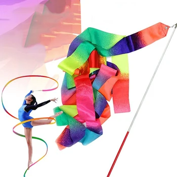 4m Gymnastická Stuha Telocvični Páse s nástrojmi Rytmická Gymnastika Zariadenia Stuha Tanec Balet Páse s nástrojmi Rotujúce Prút