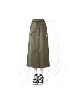 Ženy ' s Army Green Cargo Sukne Vintage Harajuku Streetwear kórejský 90. rokov Módne Y2k 2000s Vysoký Pás A-line Sukne Letné Oblečenie