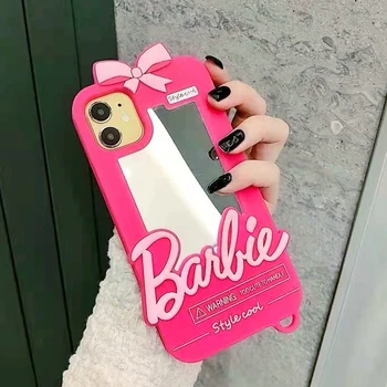Barbies Telefón Prípade Bábiky Roztomilé Ružové líčenie Mäkký Silikónový Kryt pre IPhone 14 13 12 Mini 11 Pro Max X XR XS 7