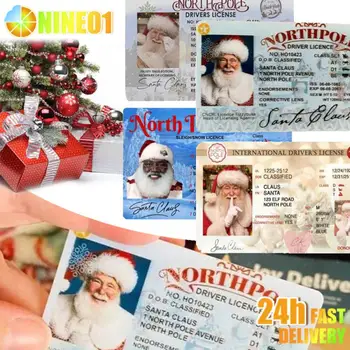 Štedrý Deň Vodičský Preukaz Micro Tlač Odolná Santa Claus Letu Licenčnej Karte Podpis Vianočné Hračky Strana Navrhne Funkcie Opp Taška