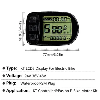 Nástroj Meter SM Konektor Rýchlomer 24V36V48V Bicykel Pre E-Bike Nastavenie Prevodovky KT-LCD5 LCD Displej