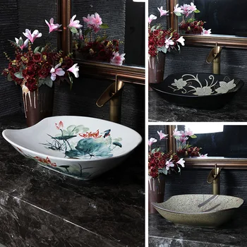 Tabuľka Umývadlo Umývadlo Domácnosti Jedno Umývadlo Keramické Umývadlo Balkón Ručne Maľované Povodí Čínsky Štýl, Umývadlo