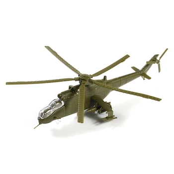 Mini Puzzle Budovy Hračky Mierke 1/144 Sovietskeho MI-24V Vrtuľník Gunship Montáž Lietadla Plastové Vojenské Model Detí Darček