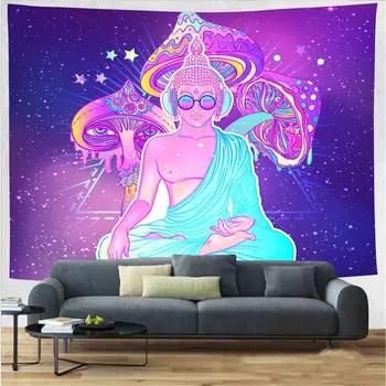 Indický Rainbow Psychedelic Buddha Gobelín Bohemia Abstraktné Húb Stene Visí Tapisérie Hippie Tarot Slon Deka Dekor