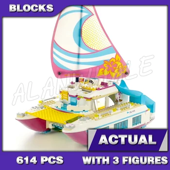 614pcs Priateľmi Svitu Katamarán Yacht Mori Loď Loď 10760 Model Stavebné Bloky pre Dievčatká sa Nastavuje Tehly Kompatibilný s