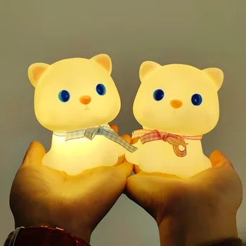Kawaii Mačiatko, LED Svetlo, Umelecké Tvorivé Dekorácie Stolná Lampa Pre Izba Bezdrôtový Deti Nočné Svetlo Cute Cat Elektronické Sviečky