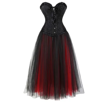 Červená Sexy Korzet, Šaty pre Ženy Viktoriánskej Korzet Top Čipky Čierny Korzet S Šaty Plus Veľkosť Bustier Vianočné Oblečenie