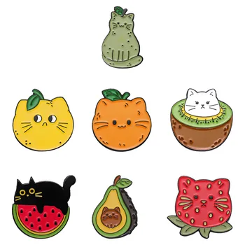 Ovocie Mačka Smalt Kolíky Hruška Orange Mačka Klope Odznak Brošňa Oblečenie, Dekorácie
